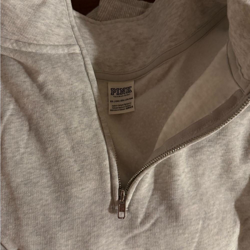 PINK Victoria's Secret Light Gray Zip-Up Sweater